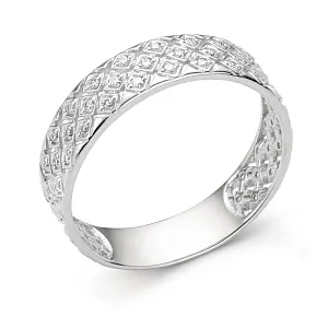 Кольцо из белого золота с фианитами