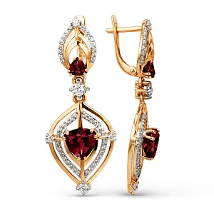 Серьги из красного золота с гранатами