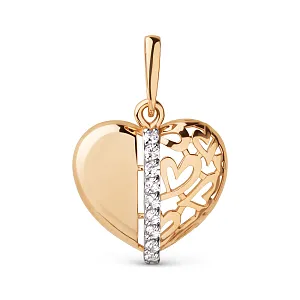 Подвеска из красного золота с фианитами