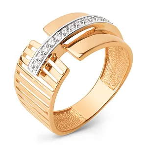 Кольцо из красного золота с фианитами