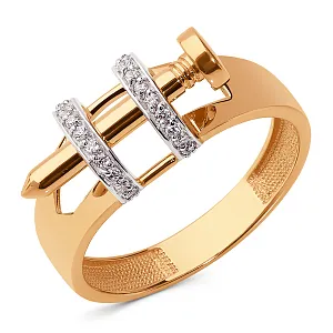 Кольцо из красного золота с фианитами