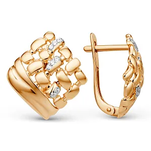 Серьги из красного золота с фианитами