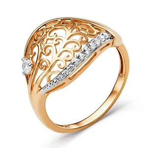 Кольцо из красного золота с фианитами