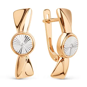 Серьги из красного золота с фианитами