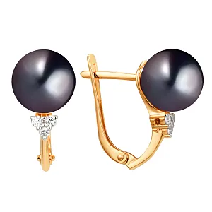 Серьги из красного золота с фианитами