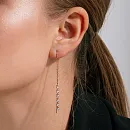 Серьги продевки из красного золота с фианитами