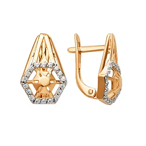 Серьги из красного золота с фианитами