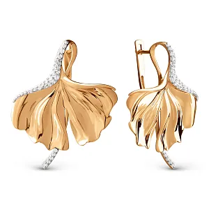 Серьги из красного золота с фианитами