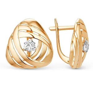 Серьги из красного золота с фианитами