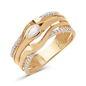 Кольцо из красного золота с фианитами