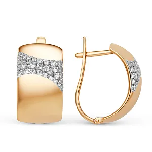 Серьги из красного золота с фианитами