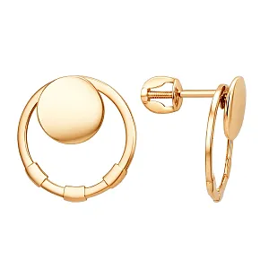 Серьги пусеты из красного золота