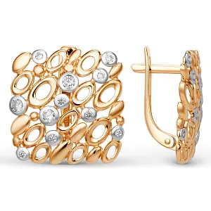 Серьги из красного золота с фианитами