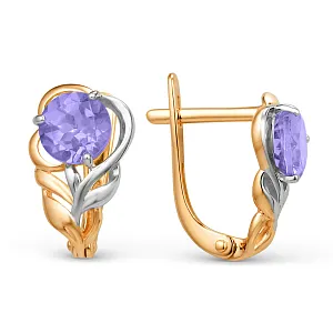 Серьги из красного золота с аметистами
