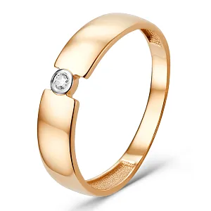 Кольцо из красного золота с фианитом