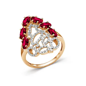 Кольцо из красного золота с корундами