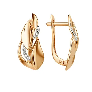 Серьги из красного золота с фианитами