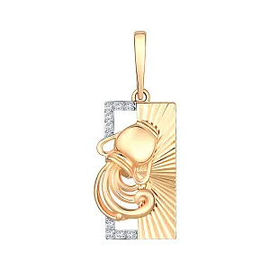 Подвеска из красного золота с фианитами