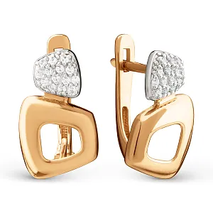 Серьги из красного золота с фианитами