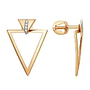 Серьги пусеты из красного золота с фианитами