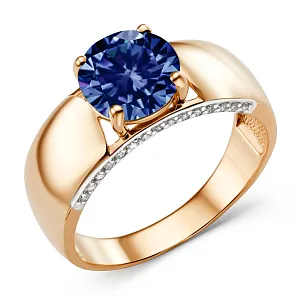 Кольцо из красного золота с корундом