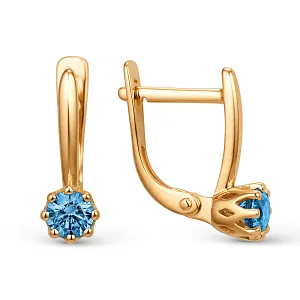 Серьги из красного золота с лондон топазами