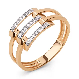 Кольцо из красного золота с фианитами