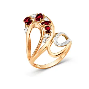 Кольцо из красного золота с гранатами