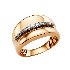 Кольцо из красного золота с фианитами