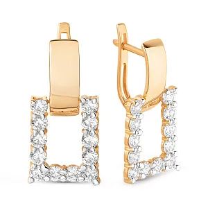 Серьги из красного золота с фианитами