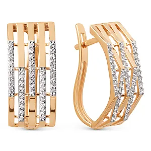 Серьги из красного золота с фианитами