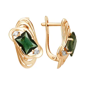 Серьги из красного золота с турмалинами