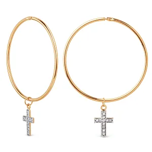 Серьги конго из красного золота с фианитами