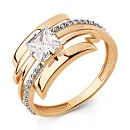 Кольцо из красного золота с фианитами