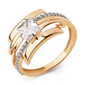 Кольцо из красного золота с фианитами