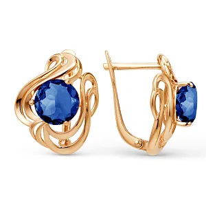 Серьги из красного золота с корундами