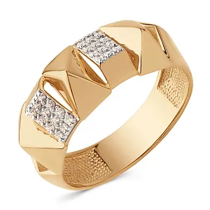 Кольцо из красного золота с фианитами