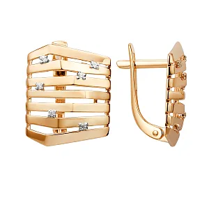 Серьги из красного золота с фианитами