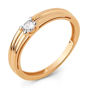 Кольцо из красного золота с фианитом