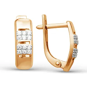 Серьги из красного золота с фианитами