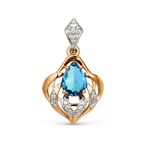 Подвеска из красного золота с лондон топазом