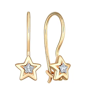 Серьги детские из красного золота с бриллиантами