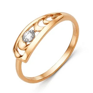 Кольцо из красного золота с фианитом