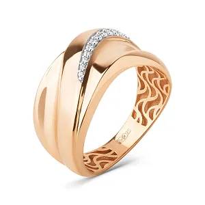 Кольцо из красного золота с фианитами