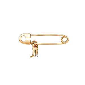 Булавка из красного золота с фианитом