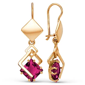 Серьги из красного золота с корундами