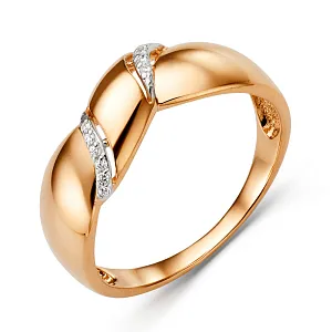 Кольцо из красного золота с фианитами