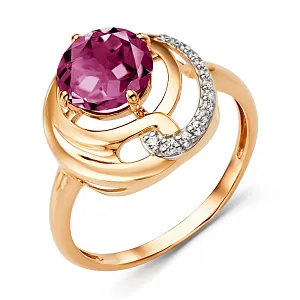 Кольцо из красного золота с корундом