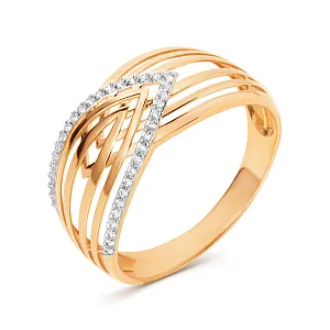 Кольцо из красного золота с фианитами