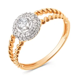 Кольцо из красного золота с фианитами